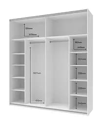 Шафа-купе Doros G-Caiser Білий / Білий вставка Бетон 2 ДСП / 4 частини 220х60х240 (42003004) - мініатюра 11