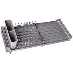 Сушка для посуды Lemax раскладная с держателем для приборов серая (LF-635)