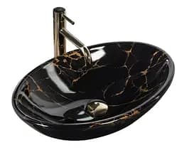 Умивальник Rea Pamela 33x53 black marble shiny (REA-U5067), Глянцева