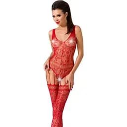 Бодістокінг Passion BS051 комбінезон імітація панчох та боді S/M/L red