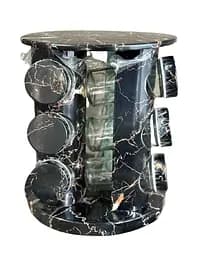 Органайзер А-Плюс 13 предметов набор для приправ на вращающейся подставке 12 баночек по 80 мл металлическая стойка Черный мрамор