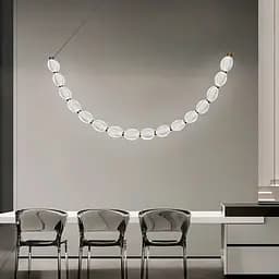 Дуговая Led люстра с 16 прозрачными рельефными шариками в корпусе 120 см Line F | Ст. MJ344-1200L AB+CL