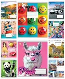 Зошити учнівські 24 аркуша клітинка Тверда Мікс 1, 20 шт. в упаковці