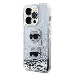 Чехол Karl Lagerfeld Liquid Glitter Karl and Choupette Head для iPhOne 15 Pro Серебристый (57983116733)