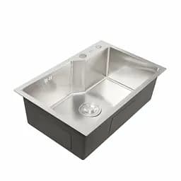 Кухонна мийка Platinum Handmade 650x430x220 (товщина 3,0/1,5 мм корзина та дозатор в комплекті), Нержавіюча сталь - мініатюра 3