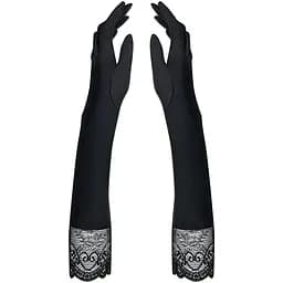 Високі рукавички з каменями та мереживом Obsessive MiAmor gloves, Black