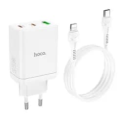 Адаптер сетевой HOCO Type-C to Lightning cabel Start three-port charger N33 белый