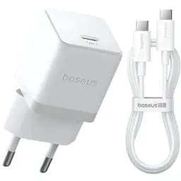 Мережевий зарядний пристрій Baseus Palm Fast Charger Type-C 20W + Cable Type-C to Type-C P10111602213-01 White