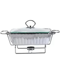 Мармит настольный прямоугольный Yiwu HP1019 термостойкая стеклянная посуда с подогревом 27см