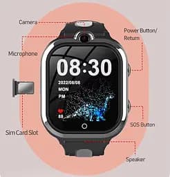 Дитячий смарт годинник D-47, GPS геолокація, 4G SIM-карта, відеодзвінки, камера, прослуховування, кнопка SOS Наручний розумний годинник для дітей Чорний - мініатюра 12
