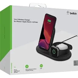 Беспроводное зарядное устройство 3 в 1 Belkin WIZ-001VF Wireless iPhone/Watch/AirPods Black - мініатюра 5