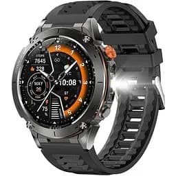 Тактичний розумний смарт-годинник для військових Smart Watch Y101 з ліхтариком компасом GPS-трекером і спортивними режимами Чорний