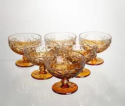 Набор креманок на ножке 6 штук 340 мл стеклянные креманки для мороженого желе и десертов Золотистый Yiwu HP-19-193