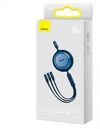 Кабель Baseus Bright Mirror 2 Series Retractable 3-in-1 Cable USB to MicroUSB+Lightning+Type-C 66W 1.1m CAMJ010103 Blue - мініатюра 4