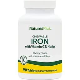 Вітаміни та мінерали Natures Plus Chewable Iron, 90 таблеток