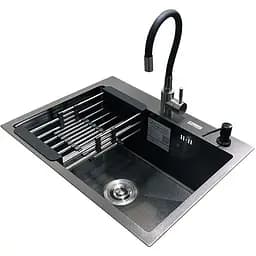 Комплект мийка + змішувач + дозатор Romzha Arta Carbon U-550 Space Gray (C)