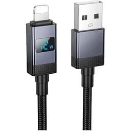 Кабель Hoco X118 Generous charging data cable with display iP Черный