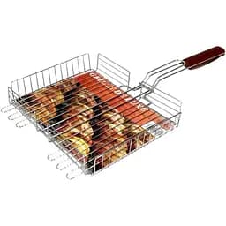 Решетка для барбекю Zauberg металлическая с деревянной ручкой 62x32x36x4.5 см толщина 2.3 мм (025 E)