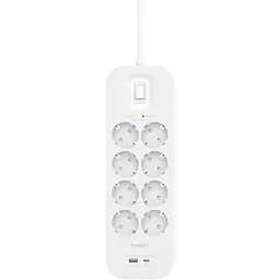 Підовжувач-фільтр Belkin мережевий 8хТип F, 3x1.5 мм кв, 16 А, USB-A/USB-C 18 Вт, з захистом від перенапруги, 2 м, білий - мініатюра 3