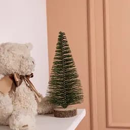Новорічна декоративна настільна ялинка зелена Стріла 25 см на дерев'яній підставці Lugi SOK-М-12-3