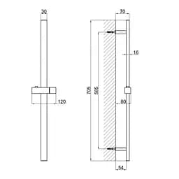 Душова стійка з тримачем універсальна Qtap Lepit 705 мм прямокутна QTLEP82103NB Black Matt Чорний матовий - мініатюра 2