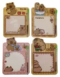 Папір для нотаток з ручкою кульковою Капібара, 50 аркушів, 2 шт. в упаковці (В асортименті)