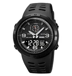 Чоловічий спортивний годинник Skmei 1655 (Чорний з чорним табло)