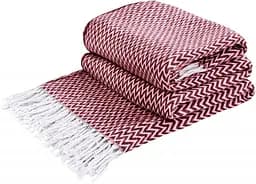 Плед бавовняний Vladi Валенсія Антоніо 140х200 біло-бордовий (10251)