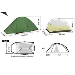 Намет двомісний Naturehike Cloud Up Pro CNK2350WS020, темно-зелений - мініатюра 3