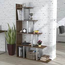 Стелаж-перегородка L-160 Сріблястий Loft Design (Горіх Модена)