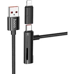 Кабель Hoco U135 IncКрасныйible 2 в 1charging data cable USB to iP/Type-C Черный