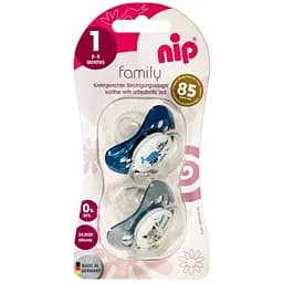 Пустушка Nip Моя сім'я №1, Х , 0-6 мес., силикон, кит и волк, 2 шт (38671-51) - мініатюра 2