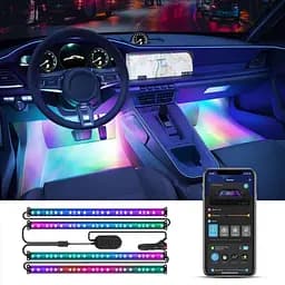 Набир розумного пидсвичування для автомобиля Govee H7090 Interior Car Lights, RGBIC, Bluetooth, чорний