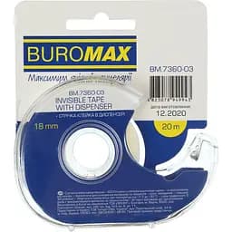Клейка стрічка канцелярська Buromax в диспенсері 18 мм х 20 м невидима (BM.7360-03)