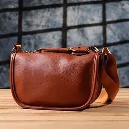 Зручна напівкругла сумка для жінок з натуральної шкіри Vintage 22906 коричнева - мініатюра 10