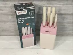 Набор ножей для кухни с подставкой Rainberg RB-8808 кухонные ножи и подставки белый с розовым