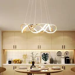 Золота люстра із двома хвилеподібними кільцями d50 см | Арт. Y 405-500+500 GD | Line F