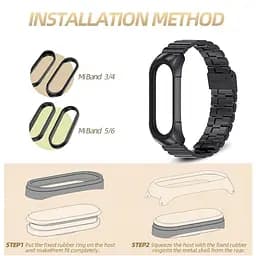 Ремінець MiJobs для фітнес-браслета Xiaomi Mi Band 3 та 4 металевий із застібкою чорний - мініатюра 5