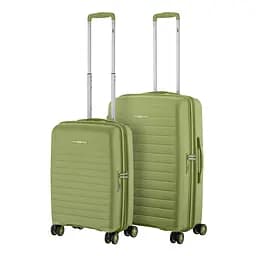 2E Набор чемоданов 2E, Aero, полипропилен, (M+S), TSA, 4 колеса, EXP, оливково-зеленый