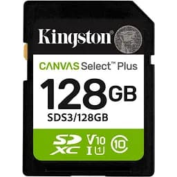 Карта пам'яті Kingston 128GB SDXC class 10 UHS-I V10 A1 Canvas Select Plus (SDS3/128GB)