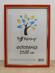 Фоторамка 21Х30, (А4), красная с золотой вставкой, 1511-6004, СТЕКЛО + КАРТОН