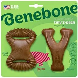 Набор игрушек для собак Benebone Tiny 2-Pack Дентал кость + рычаг
