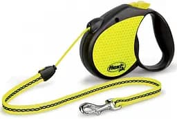 Повідець-рулетка Flexi Neon M, для собак до 20 кг, трос 5 м, чорний (PN2.216.S NEORE.12)