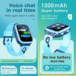 Наручний смарт-годинник дитячі K9 з функцією телефону 4G і GPS / WiFi Blue (16414) - мініатюра 5