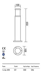 Стовпчик EXTER ST650 E27 1X42W IP54 BR (4.1.1) Redo 9379 - мініатюра 3