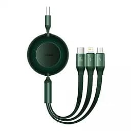 Кабель Baseus Bright Mirror 2 Series Retractable 3-in-1 Cable USB to MicroUSB+Lightning+Type-C 66W 1.1m CAMJ010106 Green