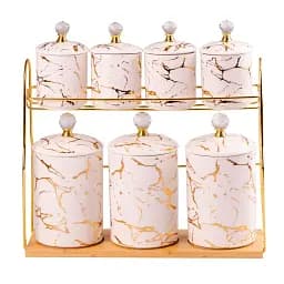 Набір баночок для сипучих продуктів Yiwu HP-1215 7 шт по 300 та 700 мл білий