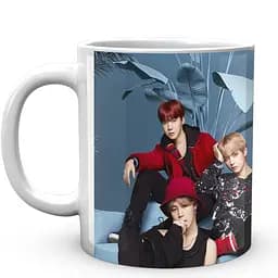 Кружка GeekLand Bangtan Boys BTS синяя фон с растениями CP 04.472.263 330 мл белая