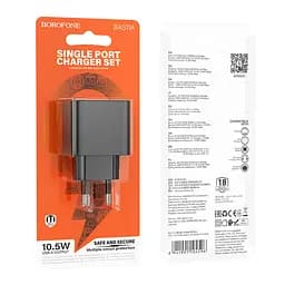 Адаптер зарядний - блок живлення Borofone BAS11A 1 вихід USB 2.1 амперичорний - мініатюра 4