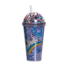 Пластикова склянка з трубочкою та кришкою 400 мл багаторазова пластикова склянка Блакитний Yiwu HP-18-2Y